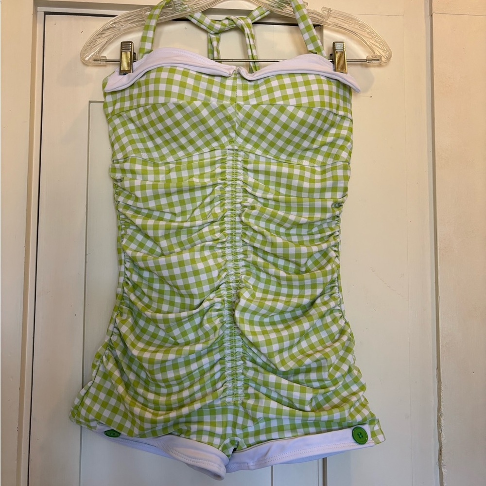 Green Gingham Women's One Piece Swimsuit